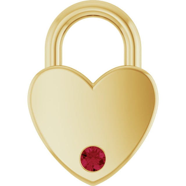 14K Yellow Gold Lab-Grown Ruby Heart Locket Charm/Pendant