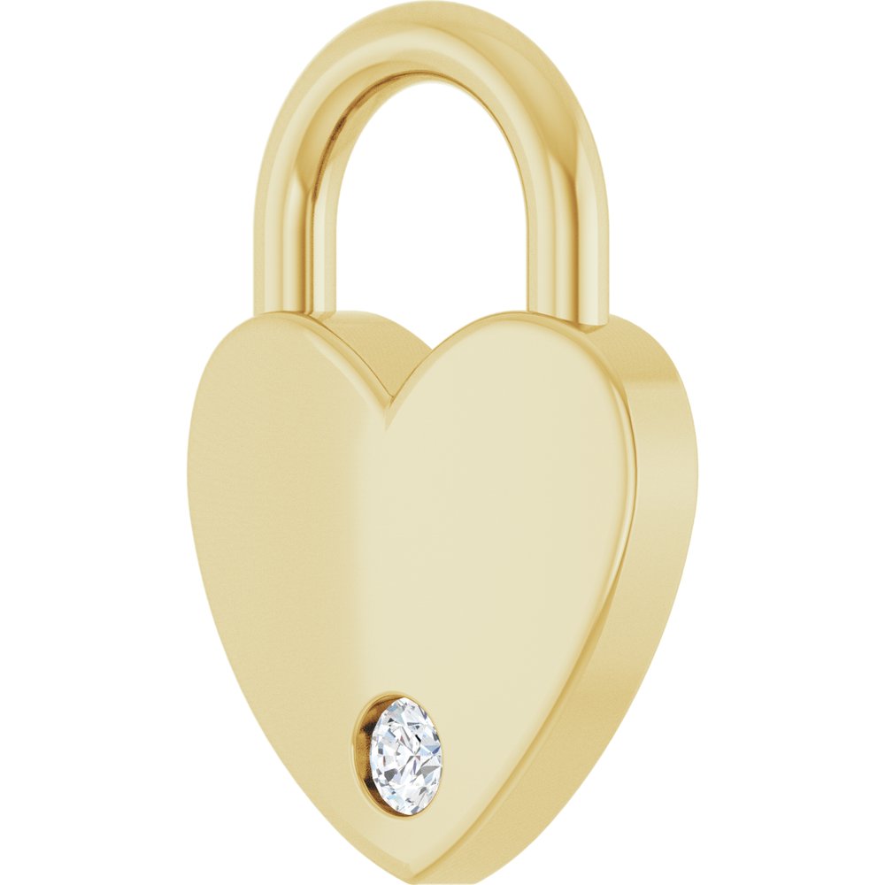 14K Yellow Gold .03 CT Lab-Grown Diamond Heart Locket Charm/Pendant