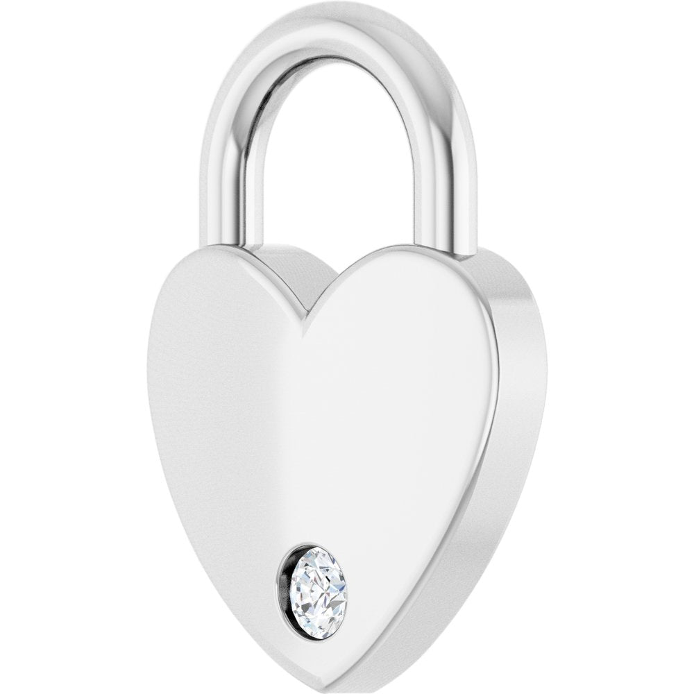 Sterling Silver .03 CT Natural Diamond Heart Locket Charm/Pendant