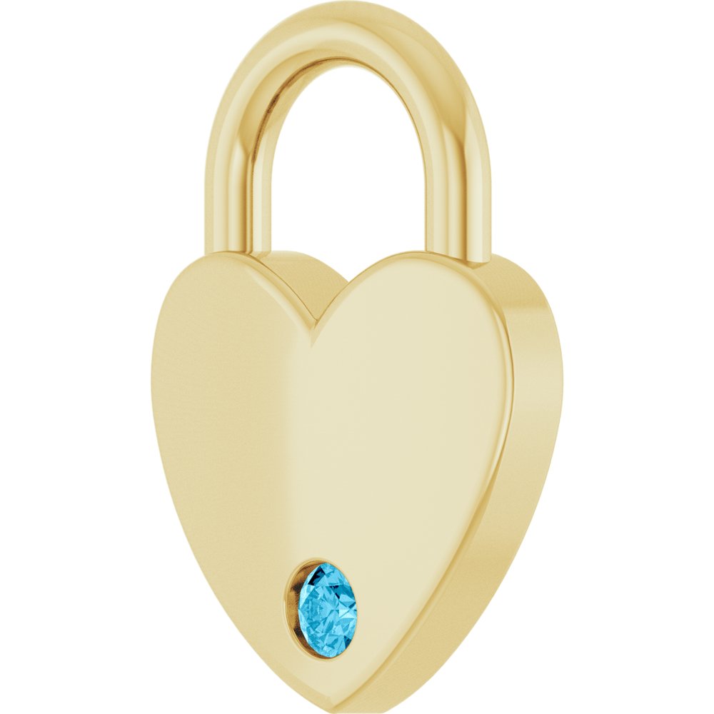 14K Yellow Gold Natural Aquamarine Heart Locket Charm/Pendant