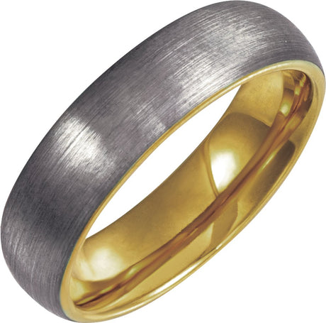 18K Yellow Gold PVD Tungsten 6 mm Comfort-Fit Half Round Band Size 8