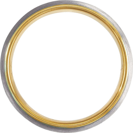 18K Yellow Gold PVD Tungsten 6 mm Comfort-Fit Half Round Band Size 8