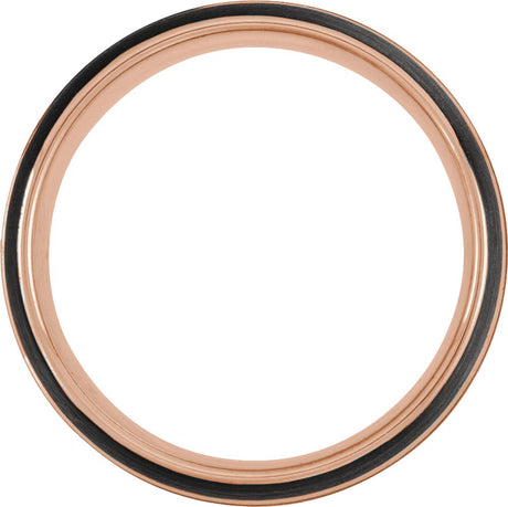 18K Rose Gold PVD & Black PVD Tungsten 8 mm Grooved Comfort-Fit Band Size 12