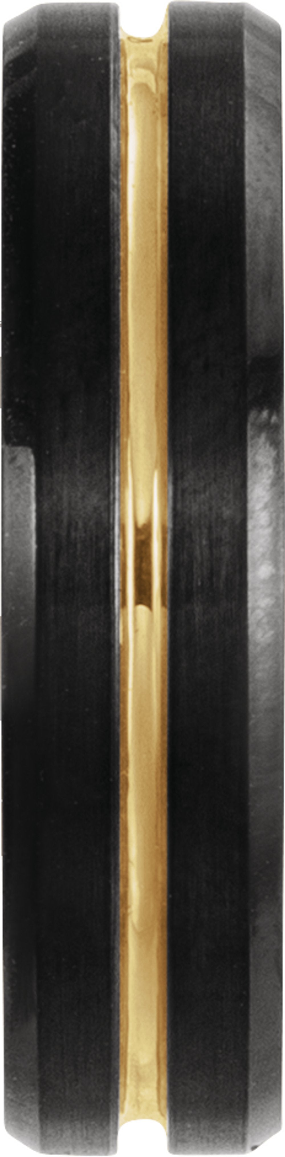 18K Yellow Gold PVD & Black PVD Tungsten 6 mm Beveled-Edge Grooved Comfort-Fit Band Size 7