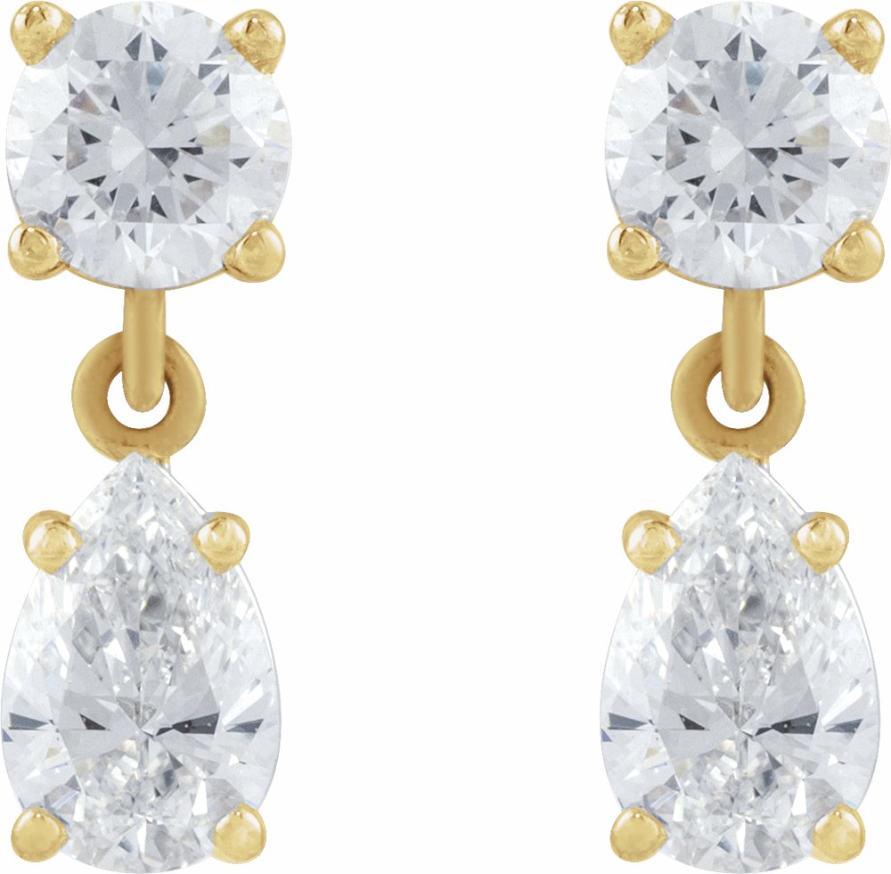 14K Yellow Gold 1 1/2 CTW Lab-Grown Diamond Two-Stone Earrings