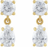 14K Yellow Gold 1 1/2 CTW Lab-Grown Diamond Two-Stone Earrings