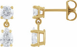 14K Yellow Gold 1 1/2 CTW Lab-Grown Diamond Two-Stone Earrings