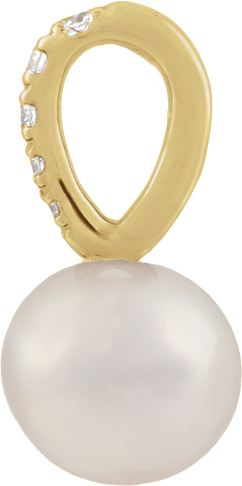 14K Yellow Gold Cultured White Freshwater & .025 CTW Natural Diamond Pendant