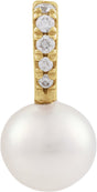 14K Yellow Gold Cultured White Freshwater & .025 CTW Natural Diamond Pendant
