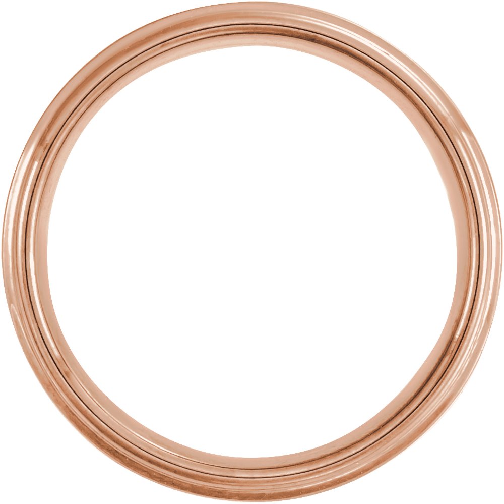 18K Rose Gold PVD Tungsten 6 mm Grooved Comfort-Fit Band Size 10