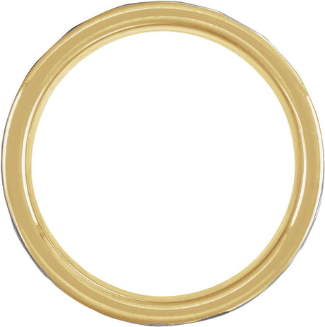 18K Yellow Gold PVD Tungsten 6 mm Grooved Comfort-Fit Flat Band Size 10