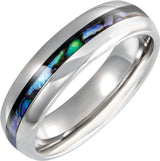 Tungsten 6 mm Pearl Shell Inlay Comfort-Fit Half Round Band Size 8.5