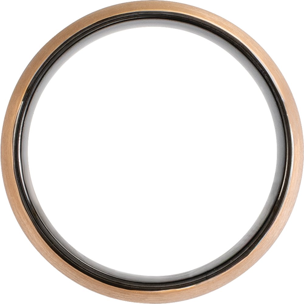 18K Rose Gold PVD & Black PVD Tungsten 8 mm Comfort-Fit Half Round Band Size 10