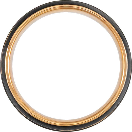 18K Rose Gold PVD & Black PVD Tungsten 6 mm Grooved Comfort-Fit Band Size 8