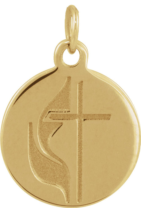 14K Yellow Gold Cross Disc Pendant