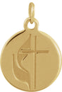14K Yellow Gold Cross Disc Pendant