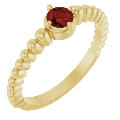 14K Yellow Gold Natural Mozambique Garnet Graduated Bead Ring