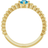 14K Yellow Gold Natural Aquamarine Graduated Bead Ring