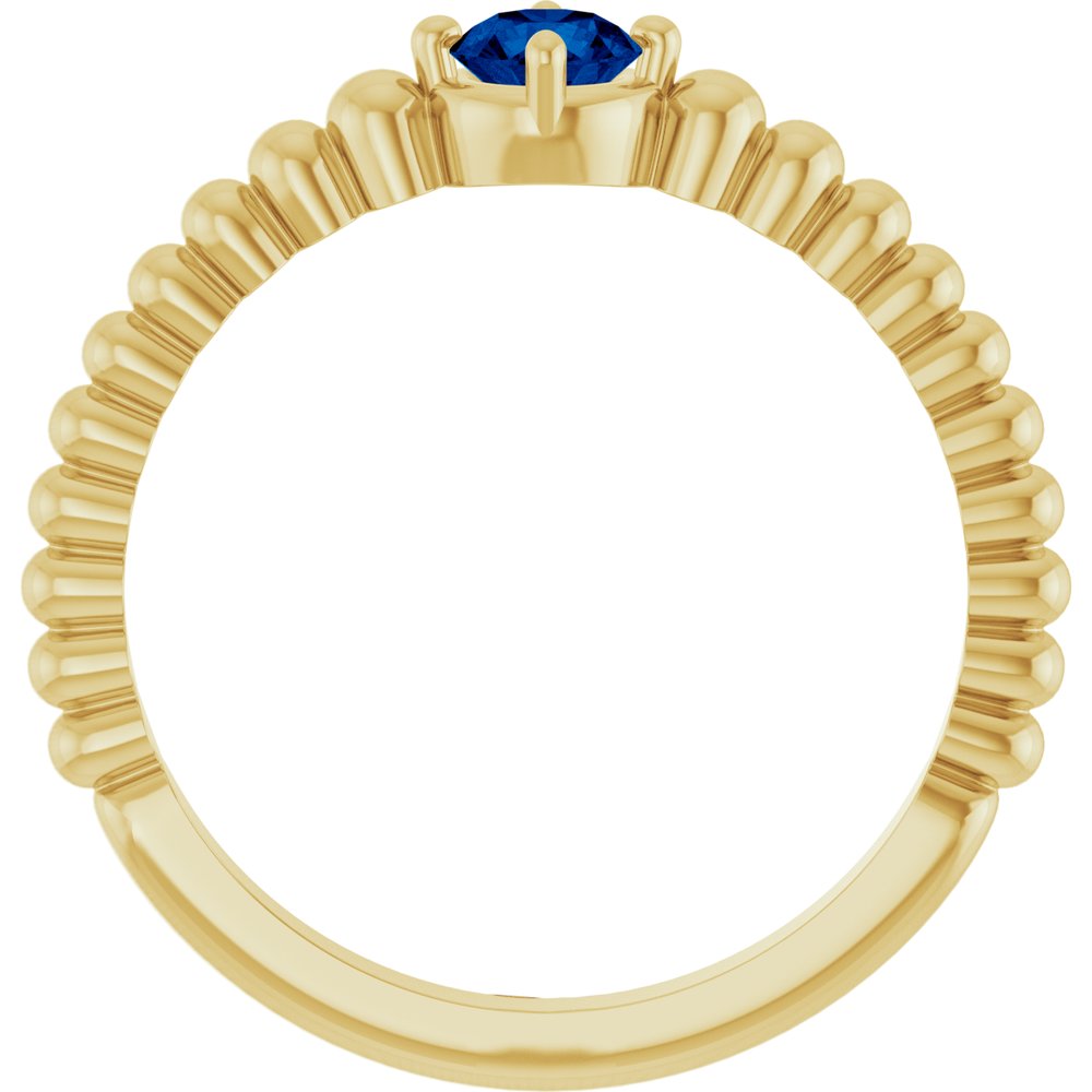 14K Yellow Gold Lab-Grown Blue Sapphire Graduated Bead Ring
