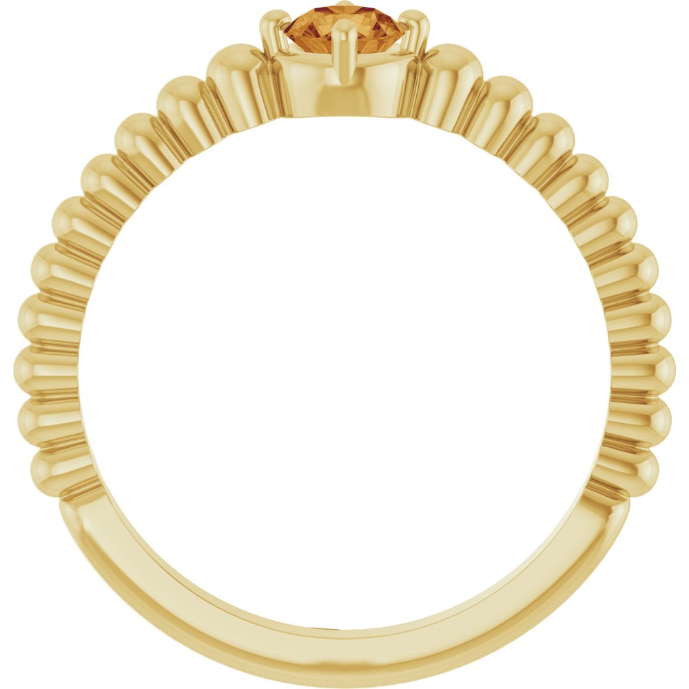 14K Yellow Gold Natural Citrine Graduated Bead Ring