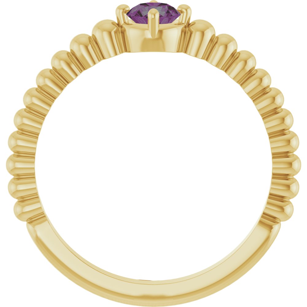 14K Yellow Gold Lab-Grown Alexandrite Graduated Bead Ring