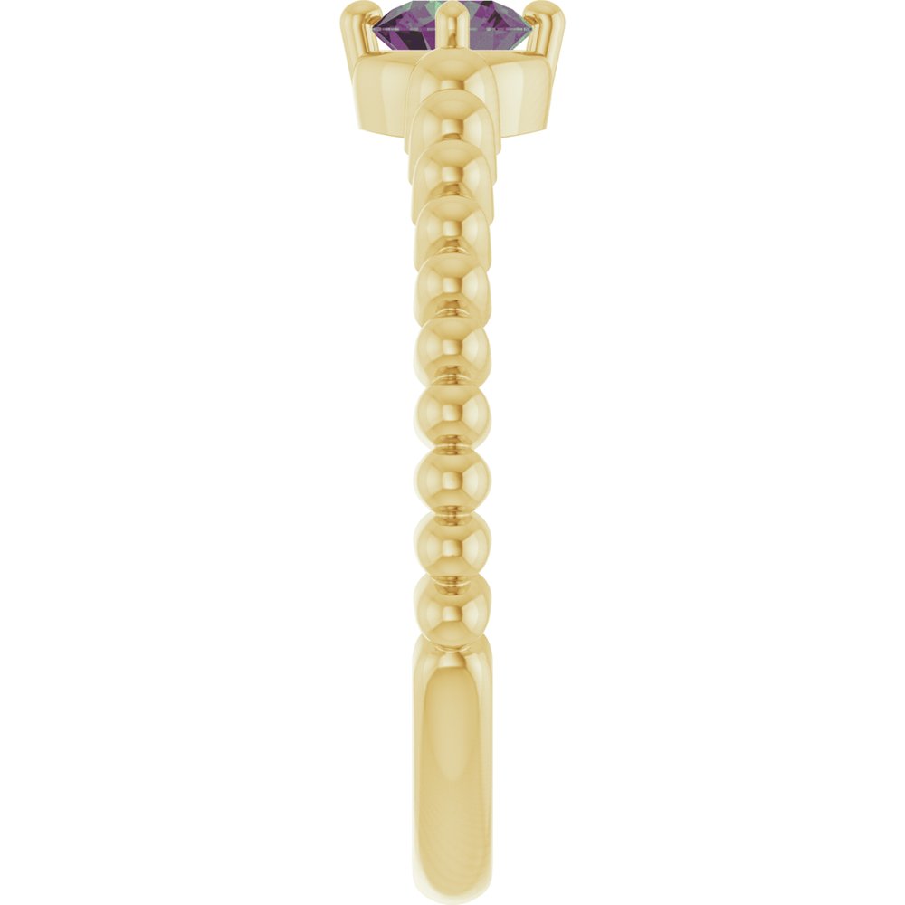 14K Yellow Gold Lab-Grown Alexandrite Graduated Bead Ring