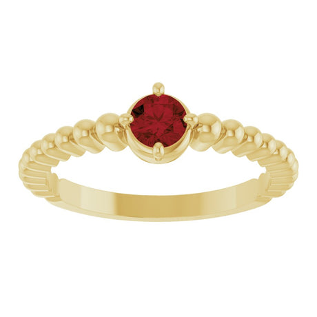 14K Yellow Gold Natural Mozambique Garnet Graduated Bead Ring