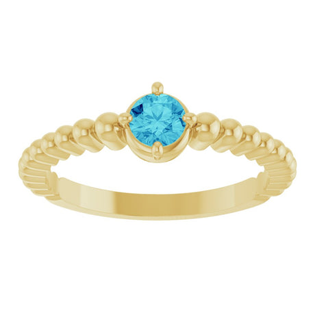 14K Yellow Gold Natural Zircon Graduated Bead Ring