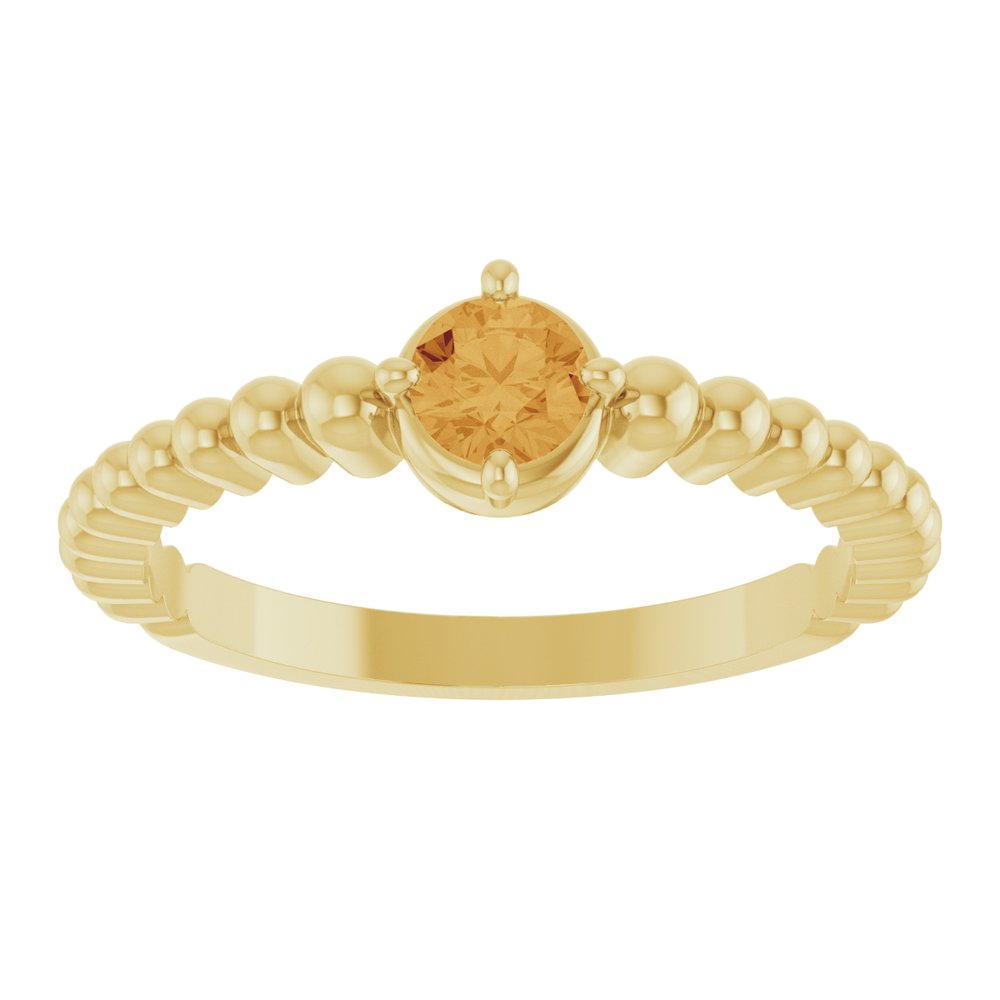 14K Yellow Gold Natural Citrine Graduated Bead Ring