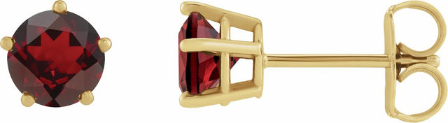 14K Yellow Gold Natural Mozambique Garnet Stud Earrings