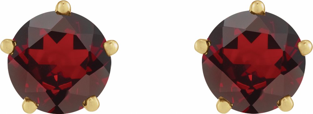 14K Yellow Gold Natural Mozambique Garnet Stud Earrings