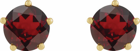 14K Yellow Gold Natural Mozambique Garnet Stud Earrings
