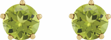 14K Yellow Gold Natural Peridot Stud Earrings