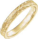 14K Yellow Gold Hand-Engraved  Wheat Pattern Flat Band Size 6