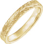14K Yellow Gold Hand-Engraved  Wheat Pattern Flat Band Size 6