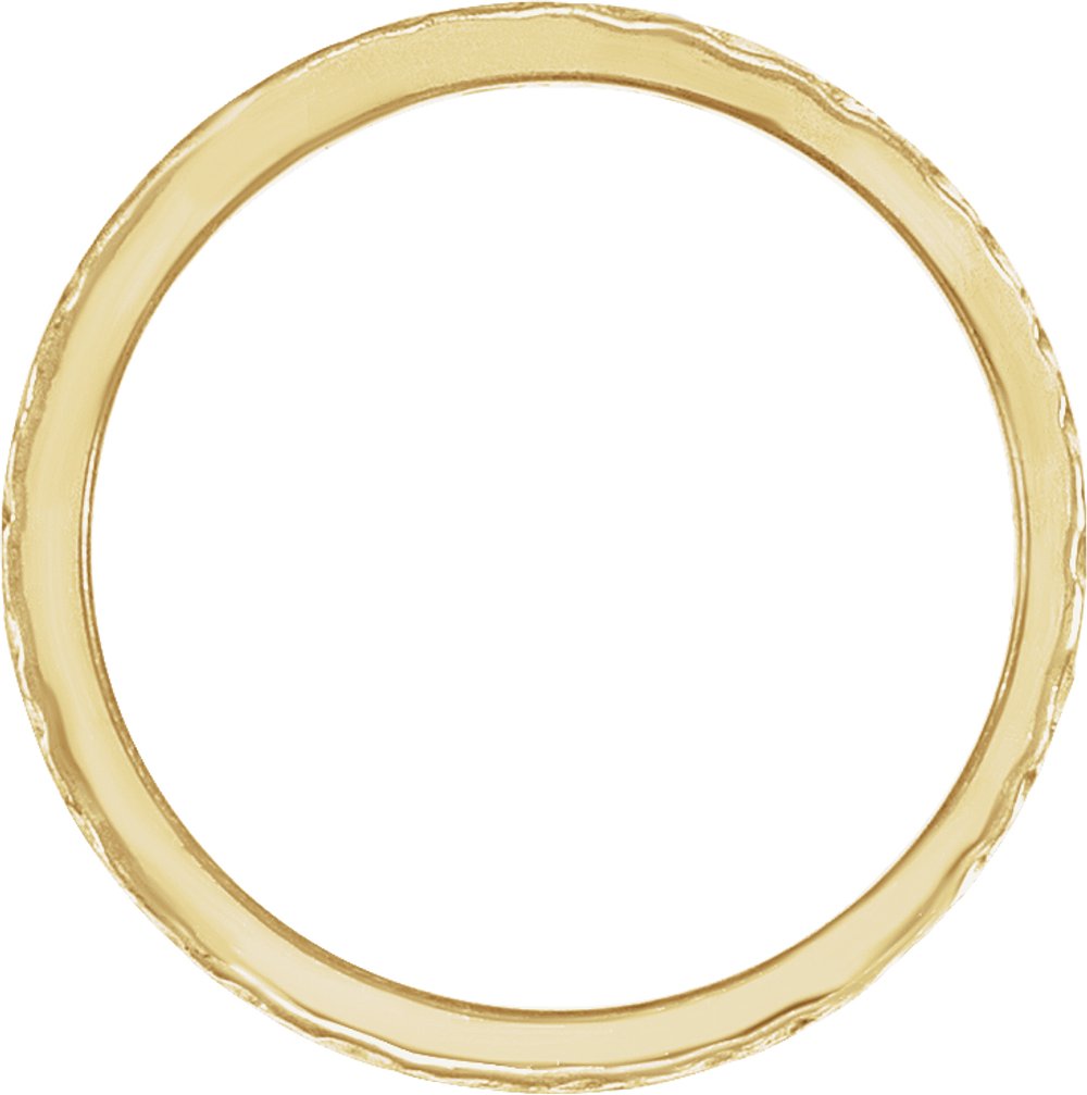 14K Yellow Gold Hand-Engraved  Wheat Pattern Flat Band Size 6