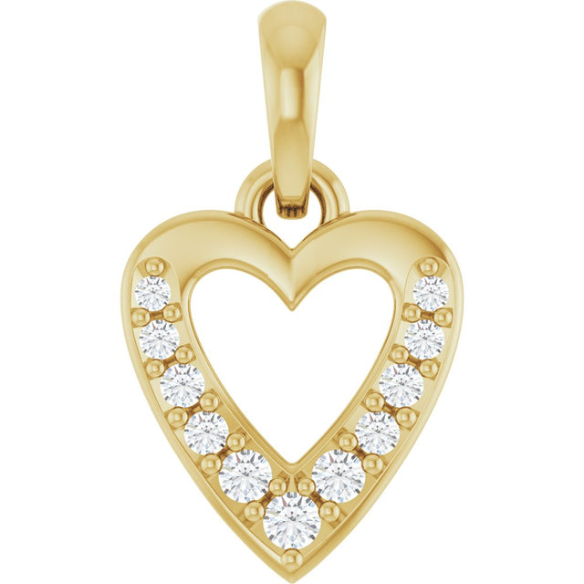 14K Yellow Gold .05 CTW Lab-Grown Diamond Heart Charm/Pendant
