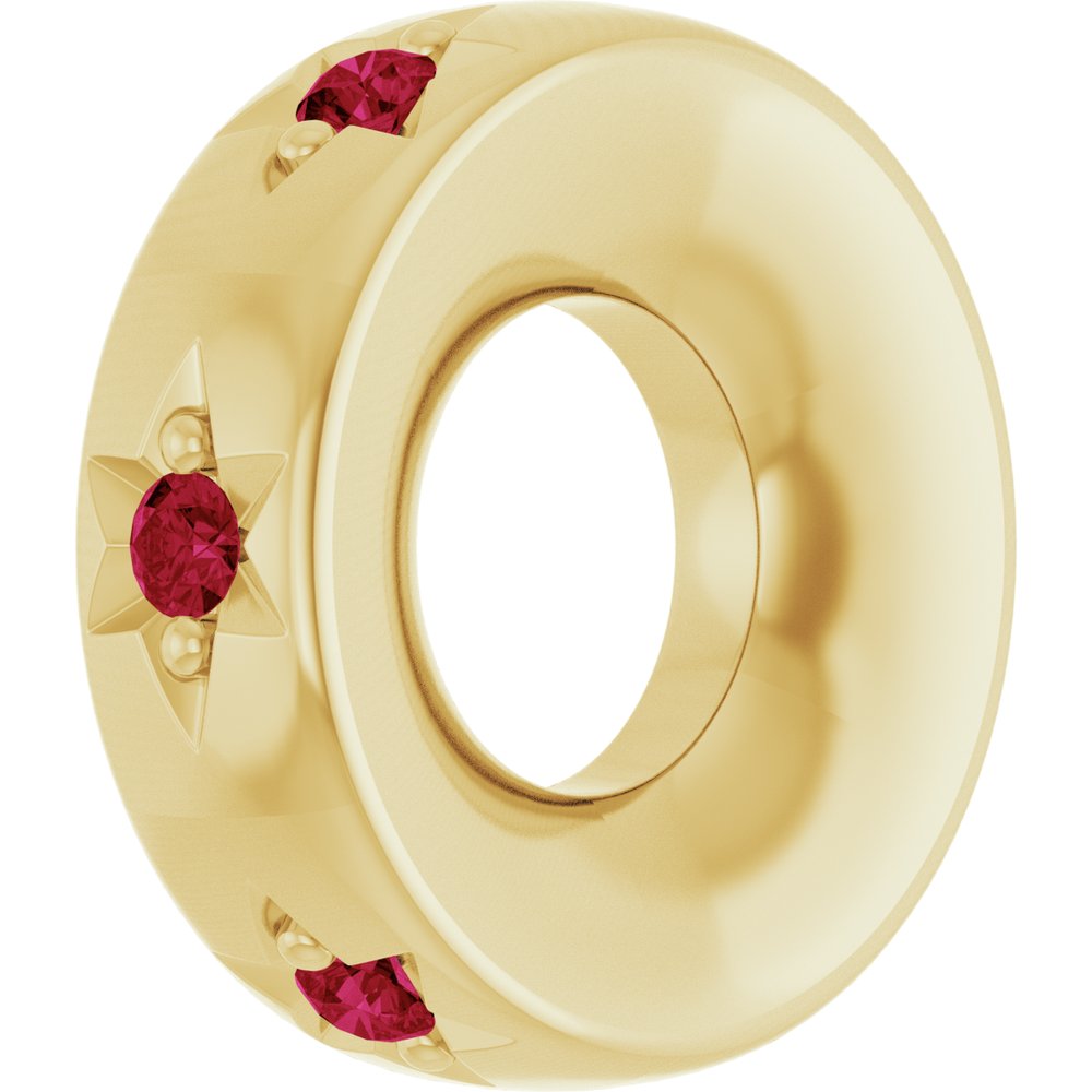 14K Yellow Gold Lab-Grown Ruby Stackable Family Space Charm/Pendant