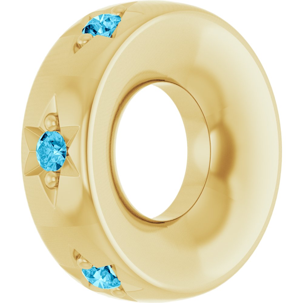 14K Yellow Gold Natural Aquamarine Stackable Family Charm/Pendant