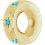 14K Yellow Gold Natural Aquamarine Stackable Family Charm/Pendant
