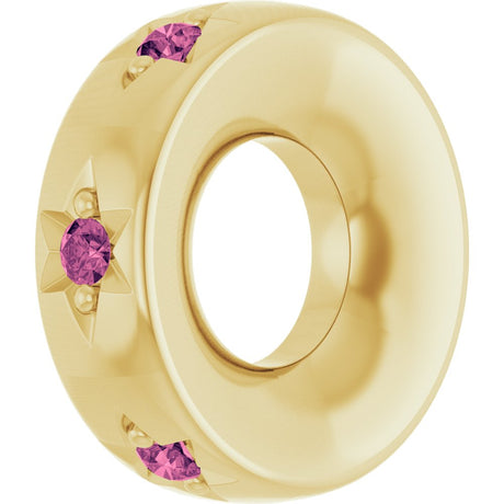 14K Yellow Gold Natural Pink Tourmaline Stackable Family Space Charm/Pendant