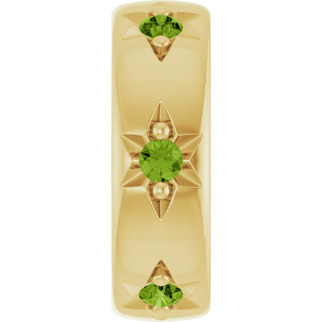 14K Yellow Gold Natural Peridot Stackable Family Space Charm/Pendant