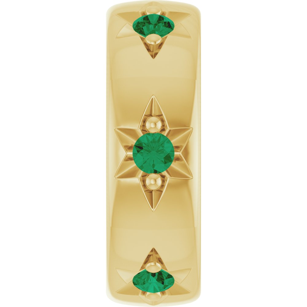 14K Yellow Gold Lab-Grown Emerald Stackable Family Space Charm/Pendant