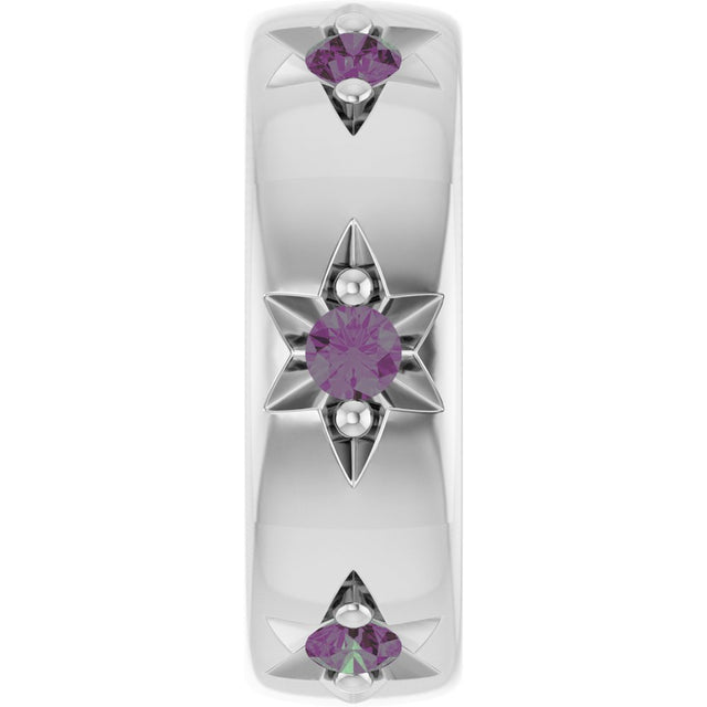 Sterling Silver Lab-Grown Alexandrite Stackable Family Space Charm/Pendant