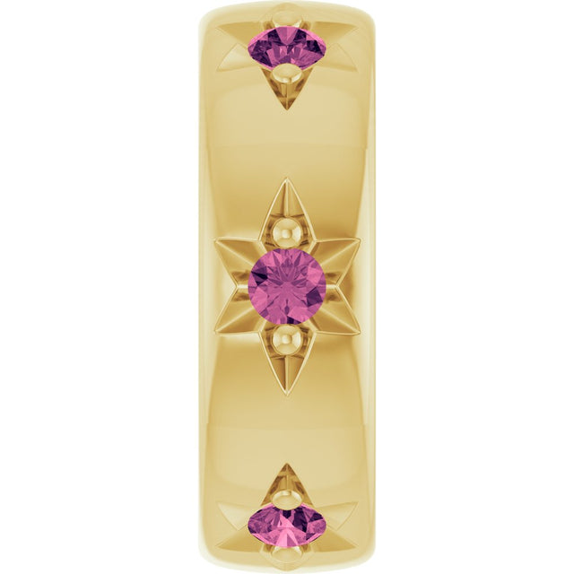 14K Yellow Gold Natural Pink Tourmaline Stackable Family Space Charm/Pendant