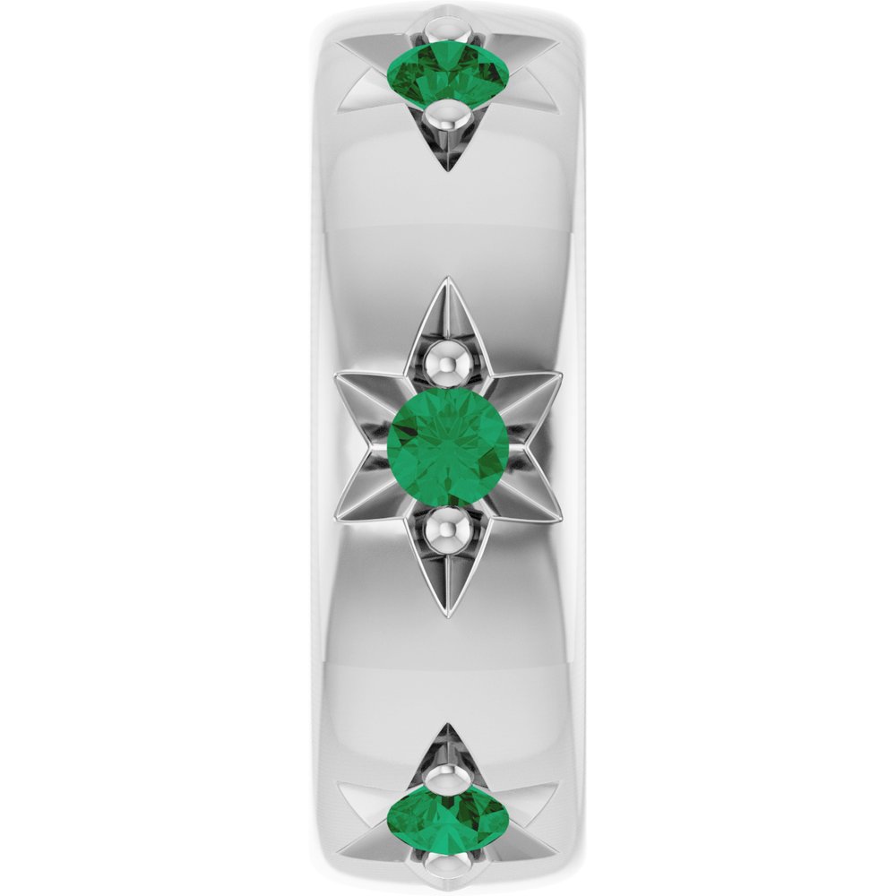 Sterling Silver Lab-Grown Emerald Stackable Family Space Charm/Pendant