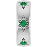 Sterling Silver Lab-Grown Emerald Stackable Family Space Charm/Pendant