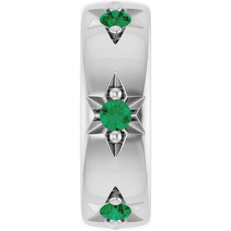 Sterling Silver Lab-Grown Emerald Stackable Family Space Charm/Pendant