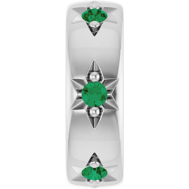 Sterling Silver Lab-Grown Emerald Stackable Family Space Charm/Pendant