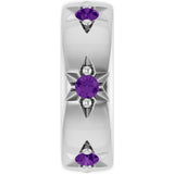 Sterling Silver Natural Amethyst Stackable Family Space Charm/Pendant
